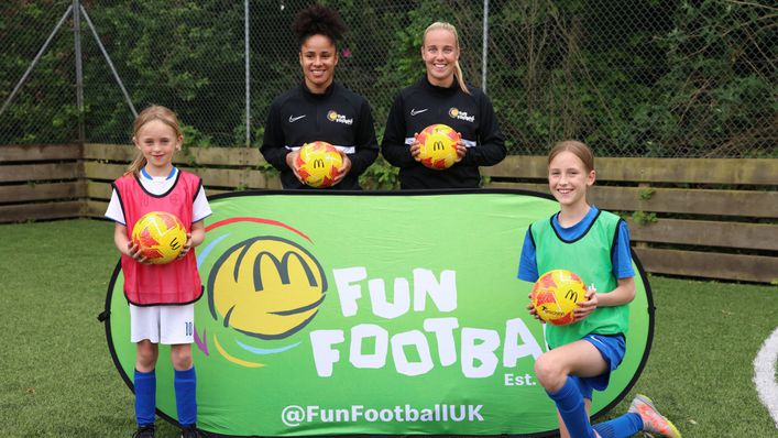 England stars Demi Stokes and Beth Mead support McDonald's Fun Football programme