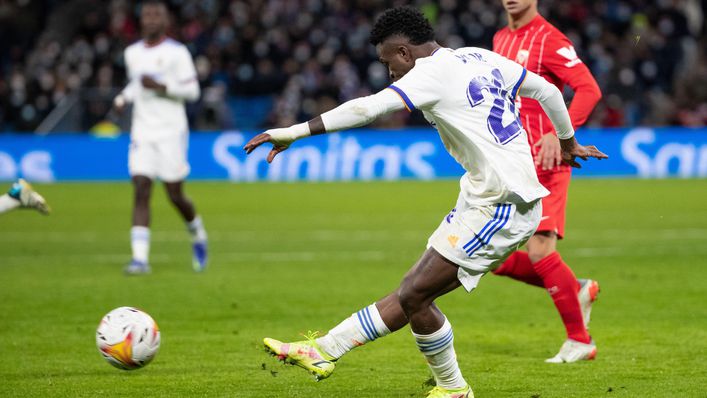 Vinicius Junior rifles in a shot to win the game for Real Madrid against Sevilla