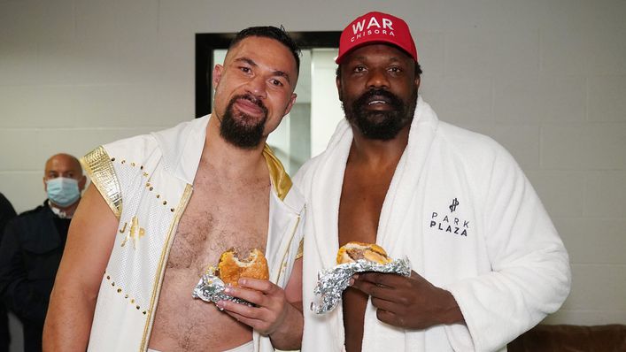 Joseph Parker and Derek Chisora enjoyed a burger together after the bout (Pic: Dave Thompson/Matchroom Boxing)