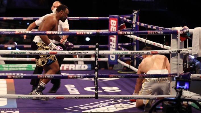 Derek Chisora floored Joseph Parker in the opening round (Pic: Mark Robinson/Matchroom Boxing)