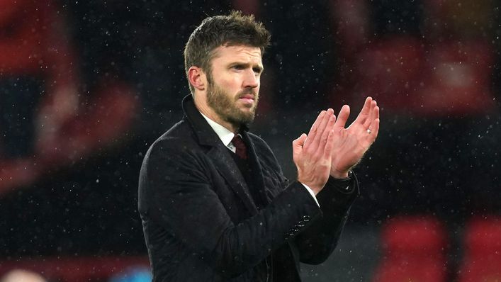 Michael Carrick applauds supporters after his final game as caretaker manager