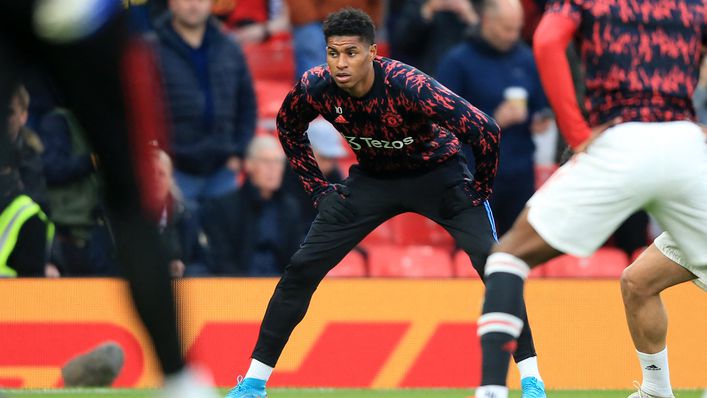 Marcus Rashford had a watching brief for Manchester United's final home game