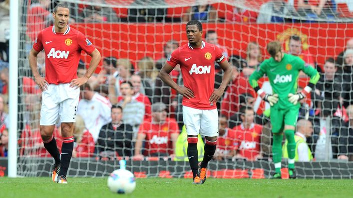 Manchester United were on the receiving end of 6-1 thrashing at home to Manchester City in 2011