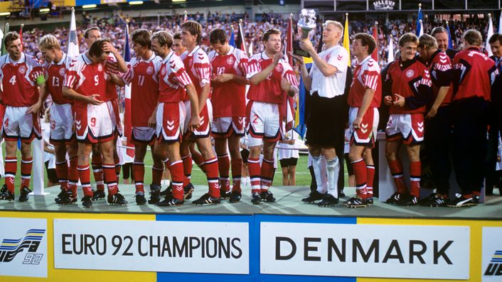 Contrasting fortunes: Denmark go on to win the European Championship while England crash out at the group stage