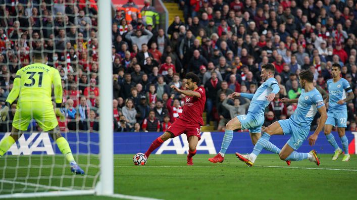 Mohamed Salah finishes off his fantastic individual goal against Manchester City