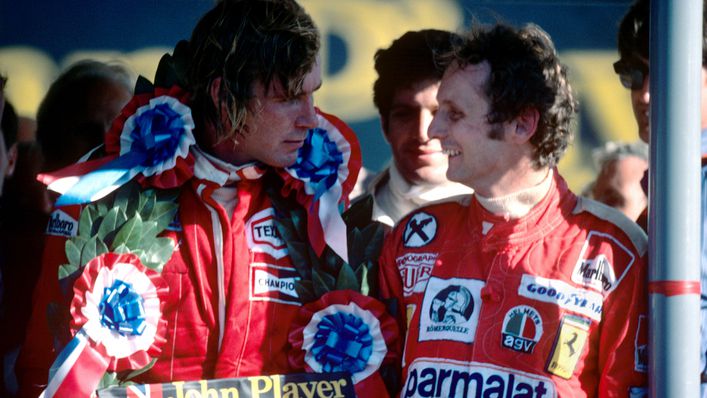 James Hunt (left) and Niki Lauda (right) always left their rivalry on the track