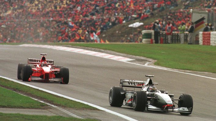 Mika Hakkinen leads Michael Schumacher in Luxembourg