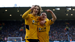 Daniel Podence (right) netted a brace in Wolves' victory