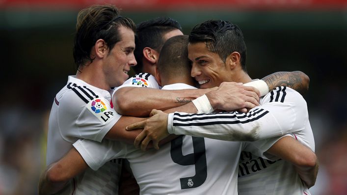 Gareth Bale (left) and Karim Benzema (middle) helped terrorise defences alongside Cristiano Ronaldo