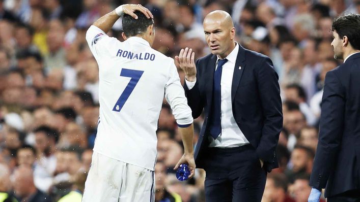 Ronaldo was the talisman of an excellent Los Blancos side overseen by Zinedine Zidane (right)