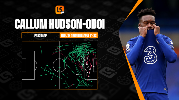 Callum Hudson-Odoi's pass map shows he has used the ball effectively in forward areas in his last three games