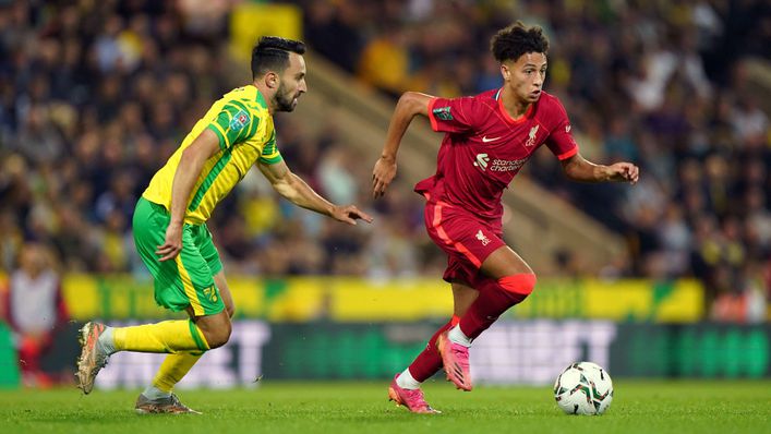 Kaide Gordon played the full 90 minutes of Liverpool's Carabao Cup win over Norwich in September aged just 16