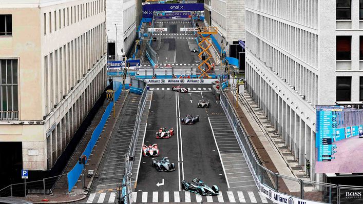 The street circuit in Rome hosted rounds three and four of the 2021 Formula E championship. (Pic: Formula E)