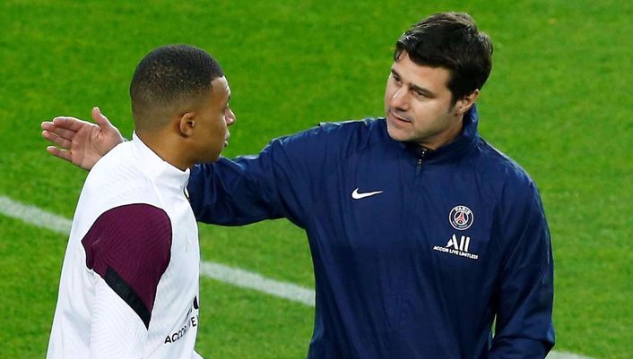 Mauricio Pochettino (right) will have to decide whether to play Kylian Mbappe through the middle or from the left