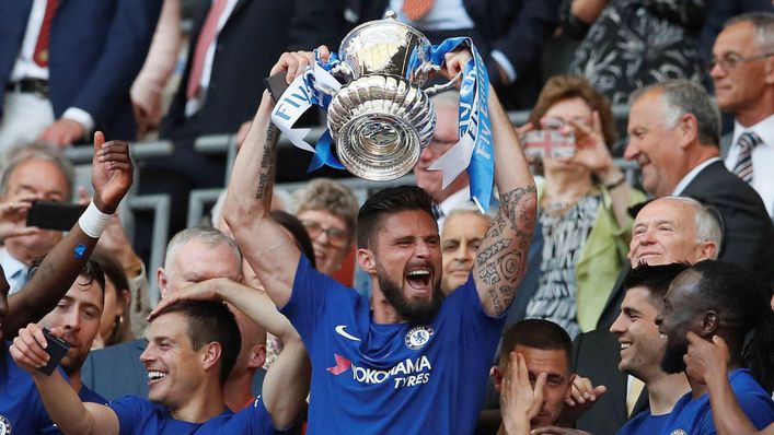 OIivier Giroud lifted the FA Cup with Chelsea in May 2018
