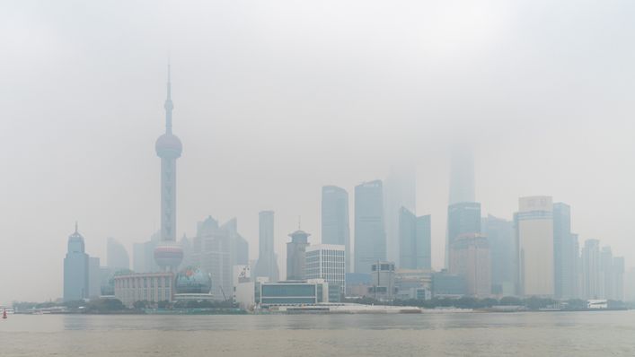 Air pollution obliterates the view of the The Bund, Shanghai's waterfront area, in December last year