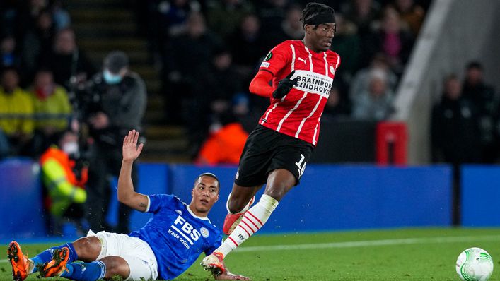 Noni Madueke was a standout player for PSV Eindhoven against Leicester in the Europa Conference League last week