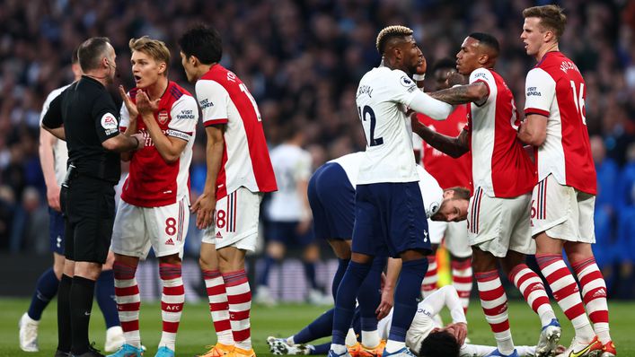 Referee Paul Tierney sent Rob Holding off for two first-half yellow cards