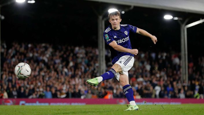 Joe Gelhardt struck a confident penalty against Fulham in the Carabao Cup earlier this season