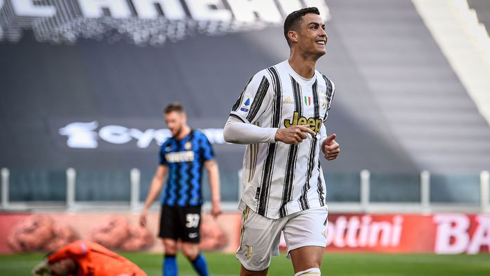 Cristiano Ronaldo celebrates scoring his 777th career goal against Inter Milan at the weekend