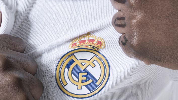 White Real Madrid club crests are featured across the 2022-23 shirt