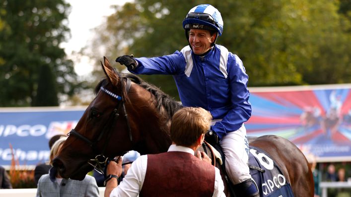 Jim Crowley and Baeed after Queen Elizabeth II Stakes win