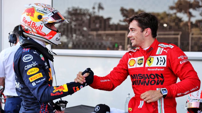 Max Verstappen congratulates Charles Leclerc for gaining pole position in Azerbaijan