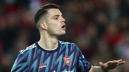 Granit Xhaka was sent off during the first leg of Arsenal's Carabao Cup semi-final against Liverpool