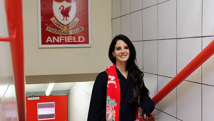 Lana Del Rey posed in the Anfield tunnel in 2013 after being introduced to the club by her manager