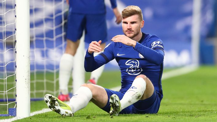 Timo Werner looks on dejectedly after missing another chance for Chelsea last season