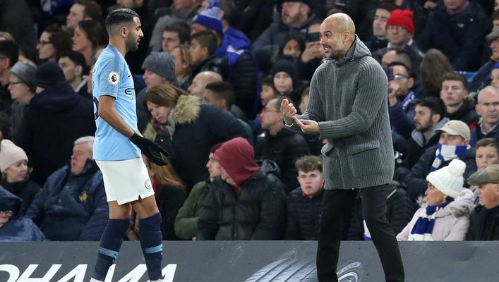 Pep Guardiola (right) knows exactly what he is going to get from Riyad Mahrez