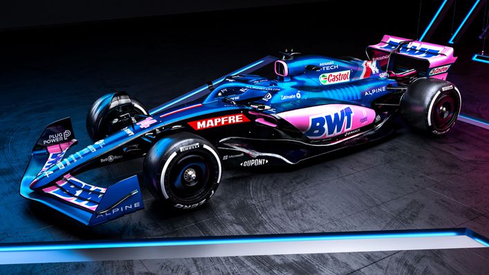 The predominantly blue liveried Alpine A522 will be the version most seen in 2022. Drivers: Fernando Alonso and Esteban Ocon