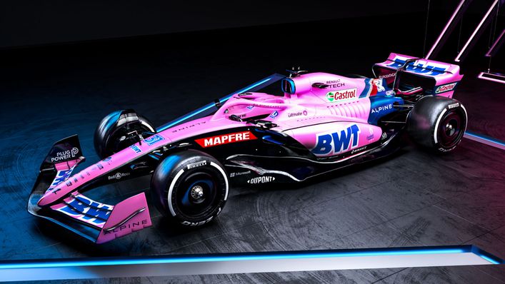 Alpine's A522 will sport this pink livery for the opening two races of the 2022 season as a tribute to new title sponsor BWT