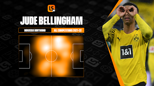 Borussia Dortmund's Jude Bellingham is a dynamic presence in the centre of the park