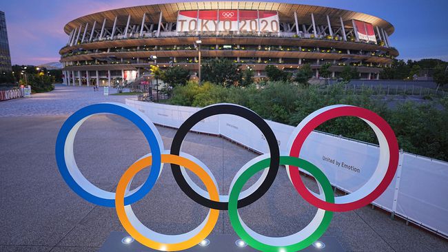 The Olympic Stadium, also known as the Japan National Stadium, venue for Tokyo 2020's opening ceremony
