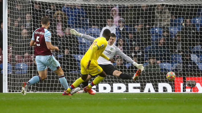 Christian Benteke makes no mistake as he notches his second goal at Burnley