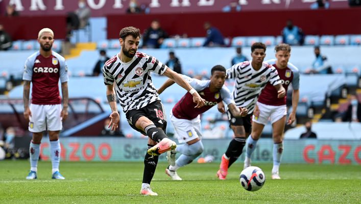 Bruno Fernandes has scored from the spot every time he has faced Aston Villa for Manchester United