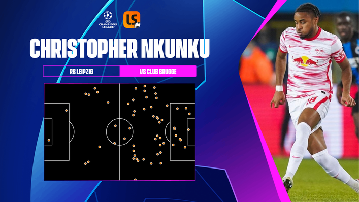 Christopher Nkunku continued his red-hot Champions League form with a brace against Club Brugge