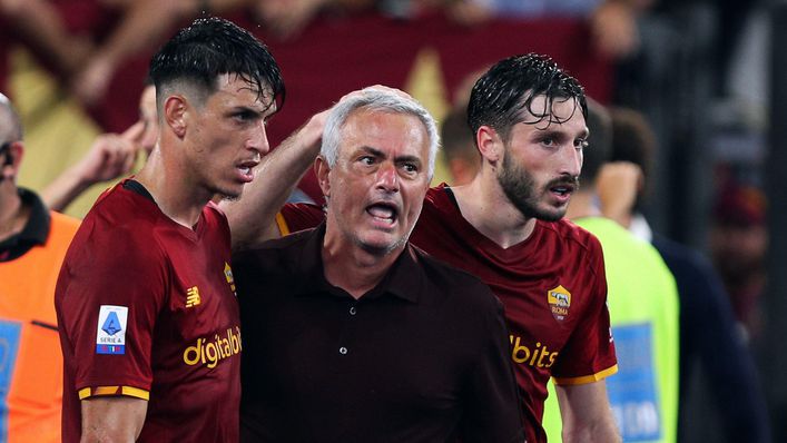 Jose Mourinho ran down the touchline to celebrate with players after beating Sassuolo