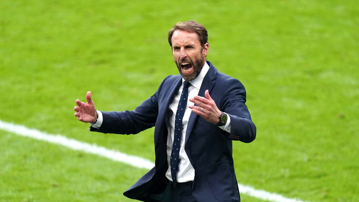 England boss Gareth Southgate celebrates at full-time