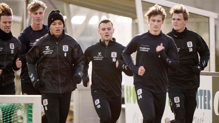 Jack Wilshere (centre) thoroughly enjoyed his three-month spell with Danish Superliga outfit Aarhus