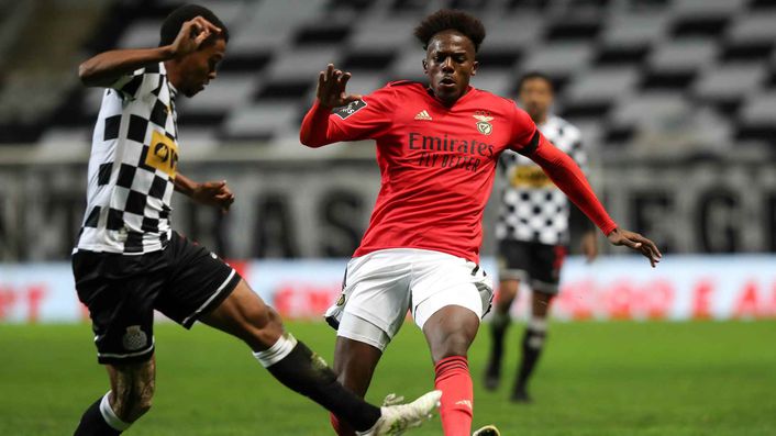 Benfica's Nuno Tavares (right) is strongly linked with a move to Arsenal