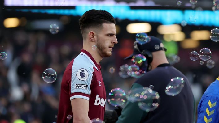 Declan Rice could make his 150th Premier League appearance for West Ham